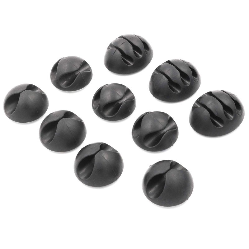ENVISIONED Cable Clips with 3M Self Adhesive, Cord Organizer for Desk Cable Management - 10 Pack of Black Cable Clips (Combo Pack) for Home, Office or Nightstand, Bundled with 10 Reusable Cable Ties - ENVISIONED - Image 1